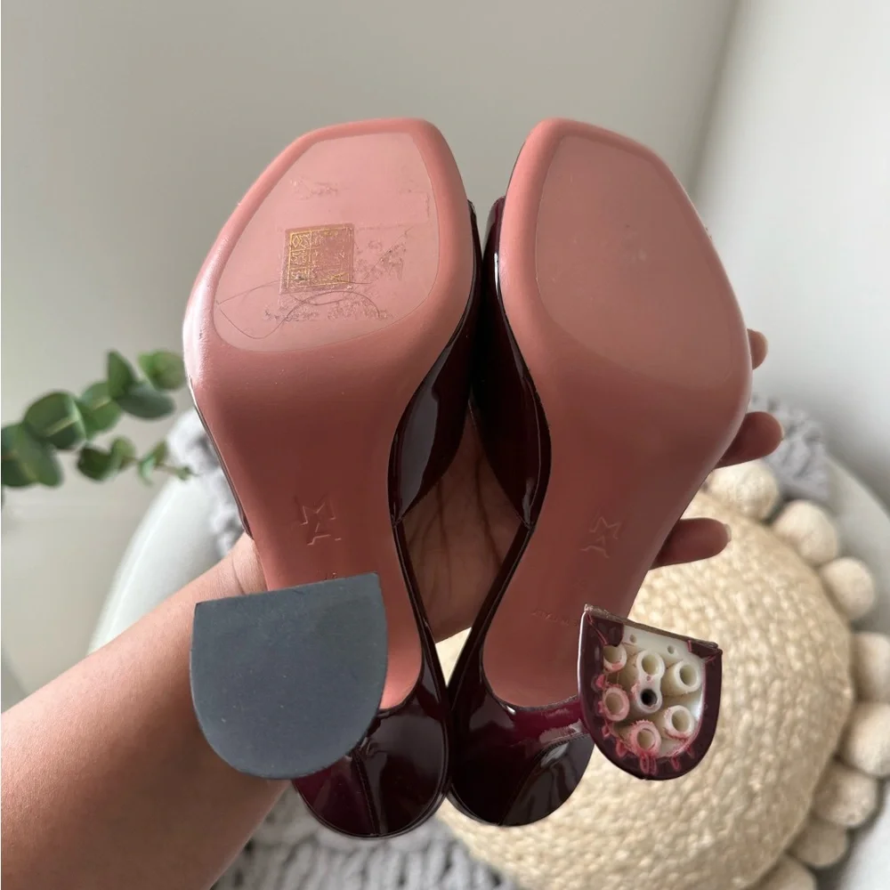 Amina Muaddi Burgundy Heels - Picture 9 of 12